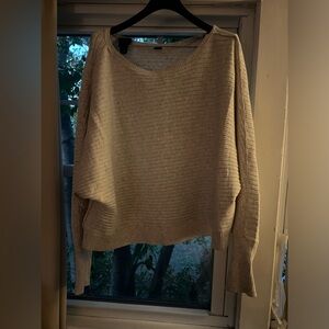 Free People Sublime Oversized Pullover Sweater in White Heather XL
